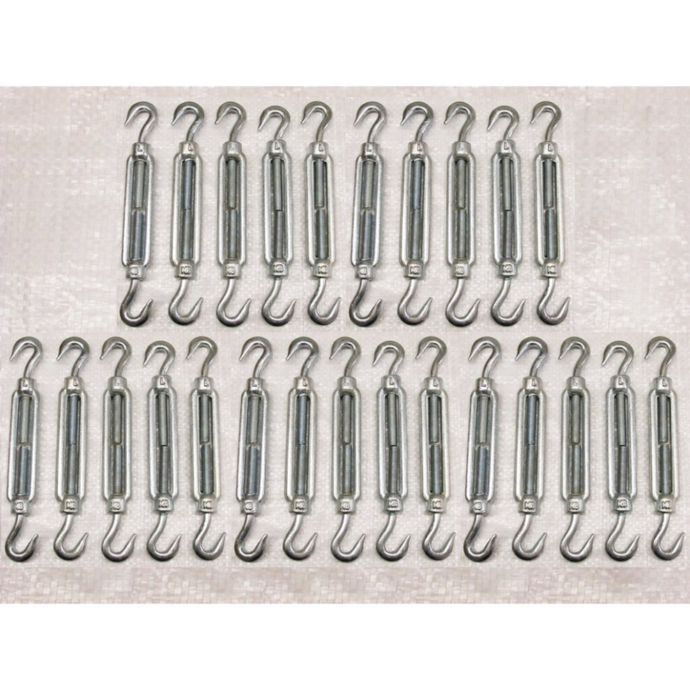 (M20, Pack Of 25) Hook & Hook Galvanised Turnbuckles From 6Mm - 24Mm 600988524989