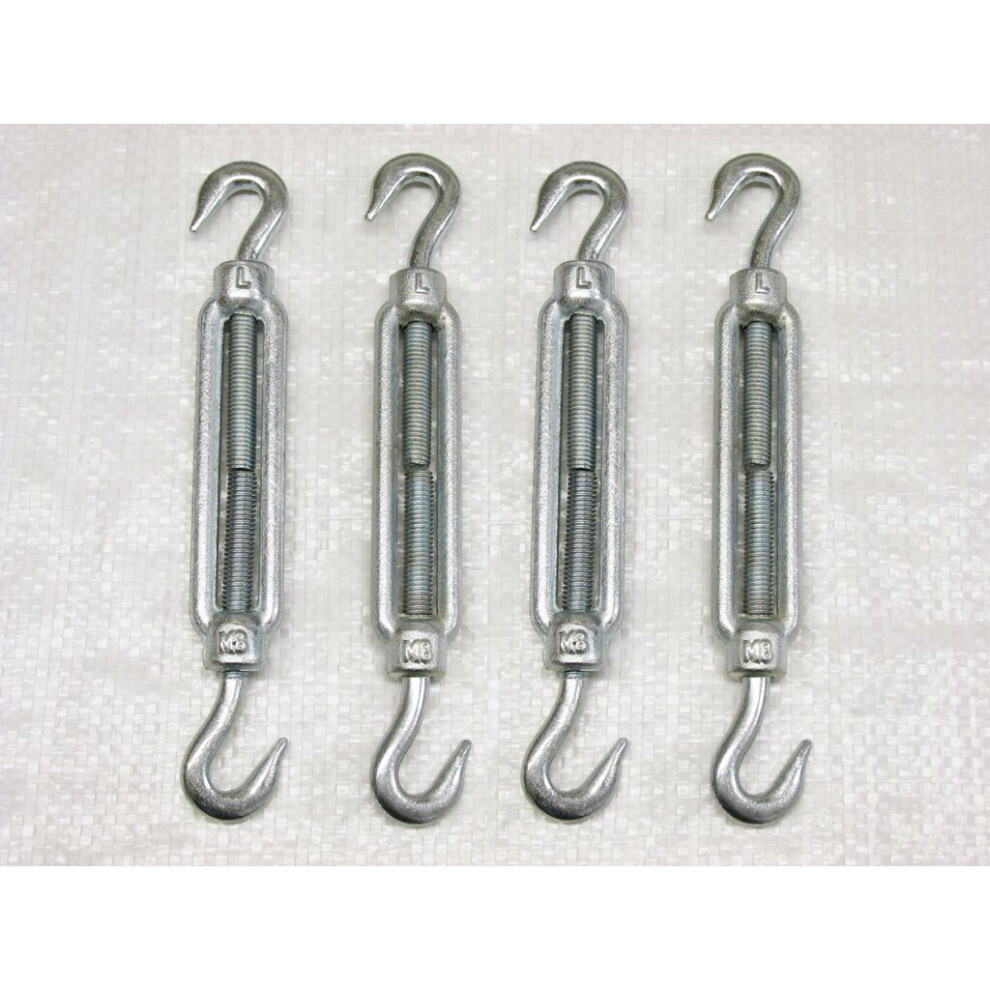 (M20, Pack Of 4) Hook & Hook Galvanised Turnbuckles From 6Mm - 24Mm 600988524965