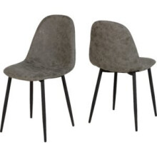 2 x Seconique Athens Metal Dinning Chair Fabric Grey - Sold in Pairs