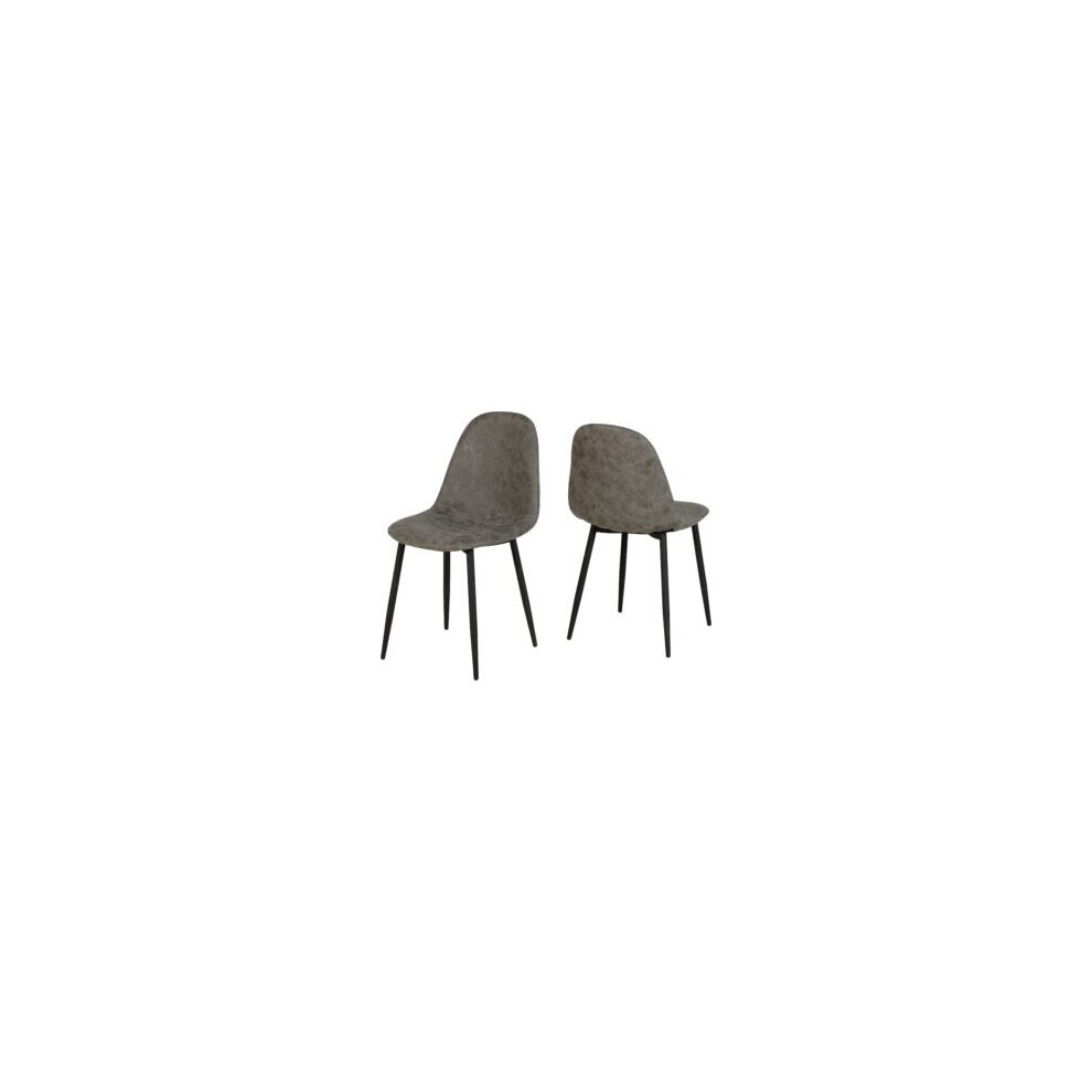 2 x Seconique Athens Metal Dinning Chair Fabric Grey - Sold in Pairs
