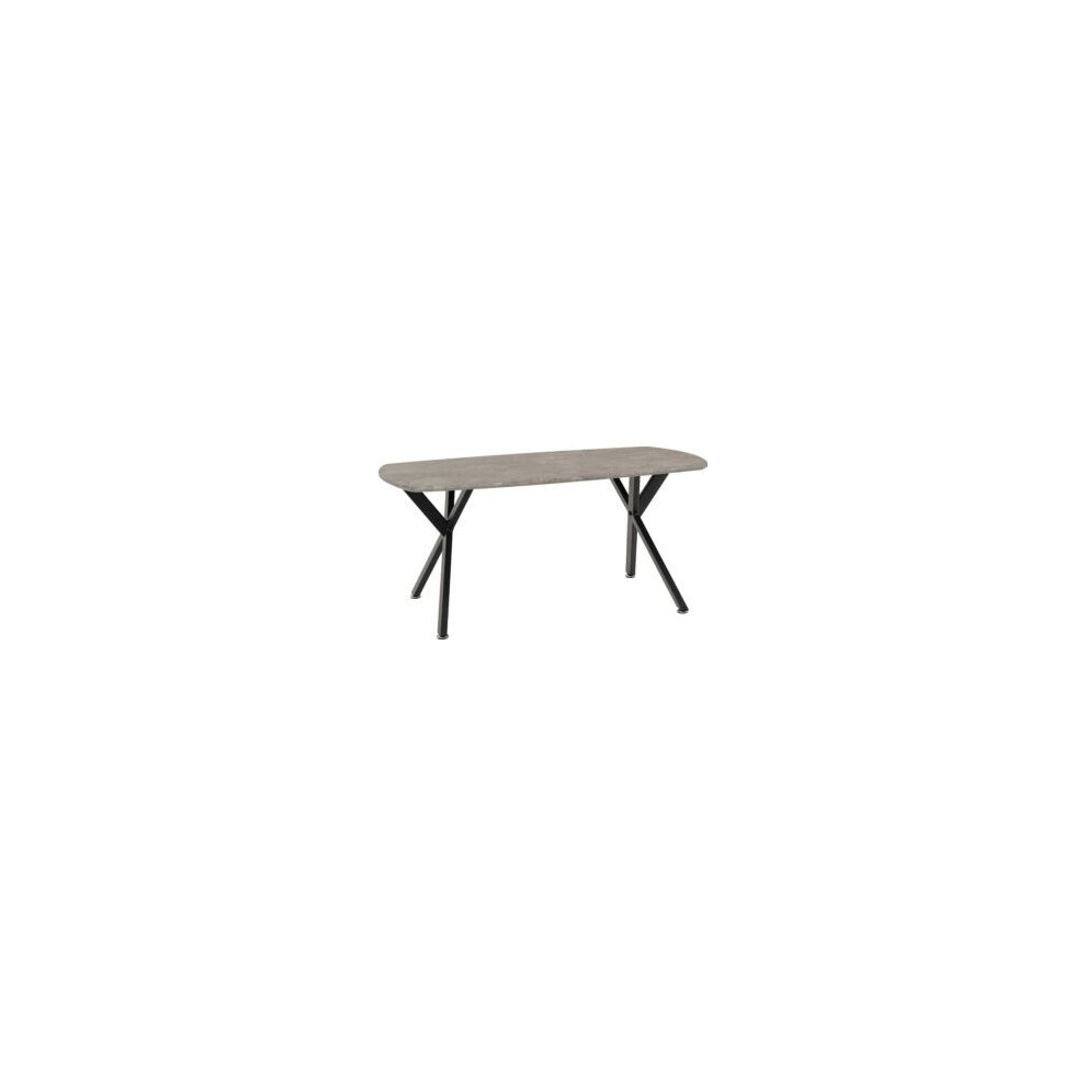 Athens Oval Coffee Table Top Concrete Effect With Black Metal Legs
