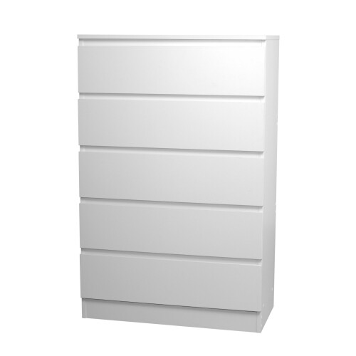 Skagen (White) 5 Drawer Wooden Bedroom Chest Cabinet No Handles