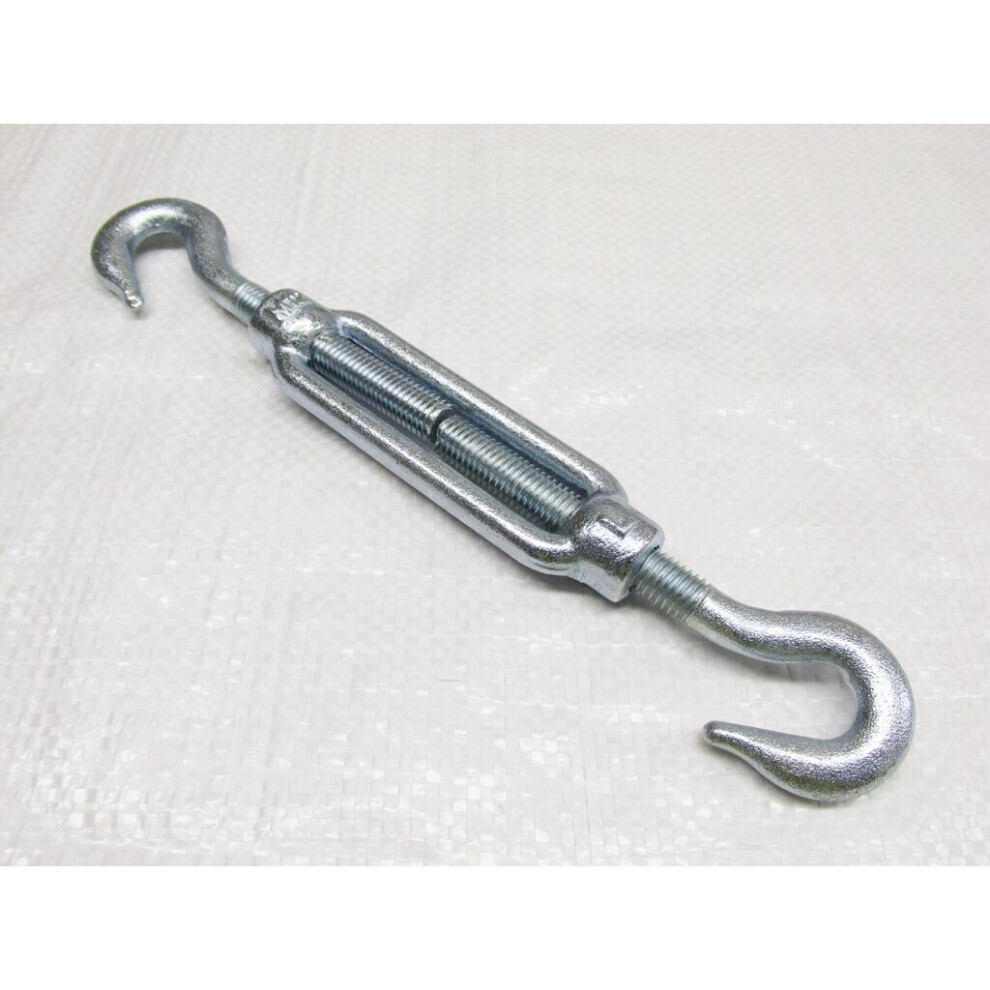 (M20, Pack of 1) Hook & Hook Galvanised Turnbuckles From 6MM - 24MM