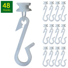 (48 per pack) Shower Curtain Hooks Fits Glider Rail Tracks WHITE