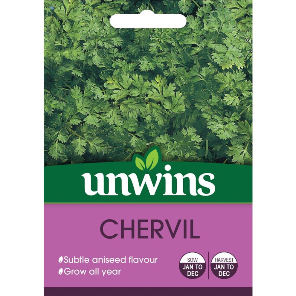 Unwins Grow Your Own Subtle Aniseed Flavoured Chervil Herb Seeds Blue