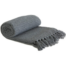 Throw Blanket Sofa Bed Throwover 100% Cotton Recycled Honeycomb Charcoal 50x60"