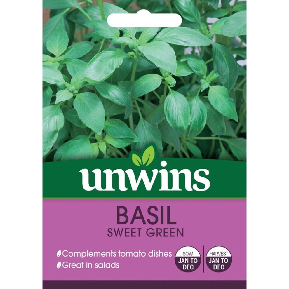 Unwins Grow Your Own Sweet Basil Herb Seeds Green