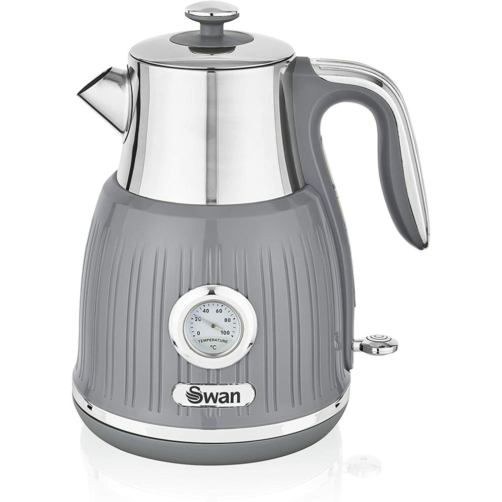 Swan SK31040GRN Retro Kettle with Temperature Dial, 360 Degree Rotational Base, 3000 W, 1.5 liters, Grey