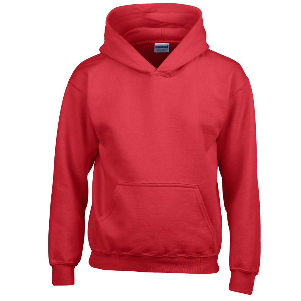 (Red, S) Gildan Childrens Hooded Sweatshirt