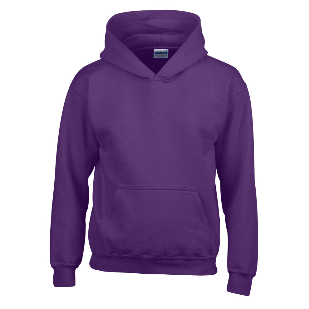 (Purple, M) Gildan Childrens Hooded Sweatshirt