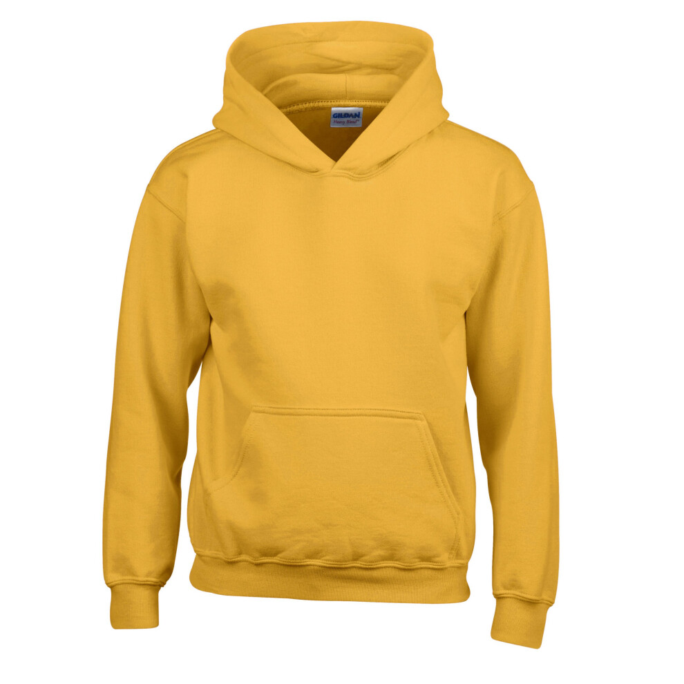 (Gold, S) Gildan Childrens Hooded Sweatshirt