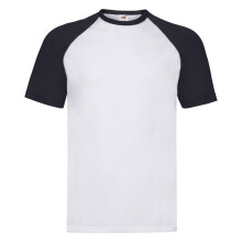 (White/Deep Navy, M) Short Sleeve Baseball T-Shirt For Mens