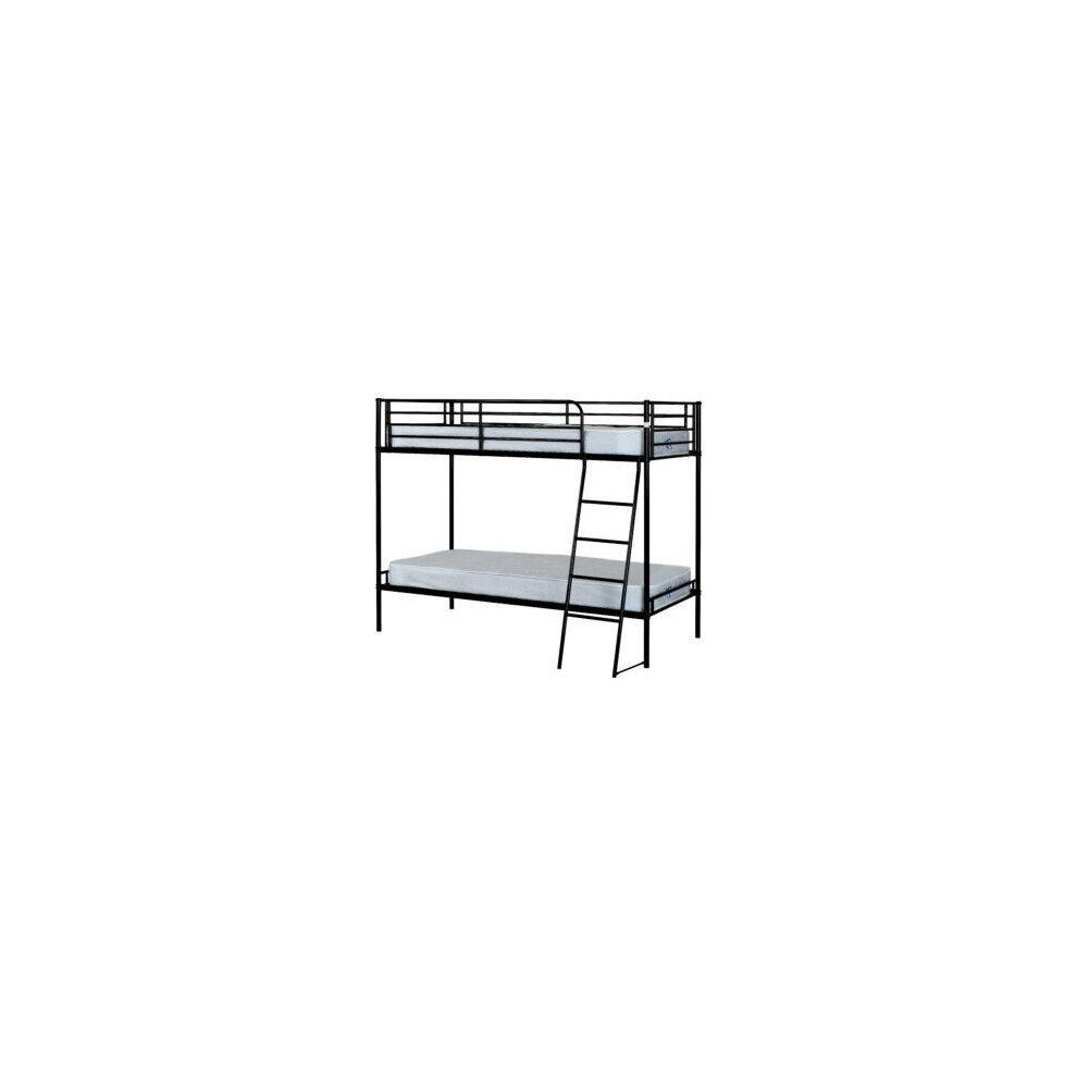 Brandon Single 3ft Bunk Metal Bed Frame Black- Mattress Not Include