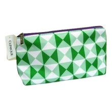 Clinique Triangle Print, Green & White Patterned Make Up Bag