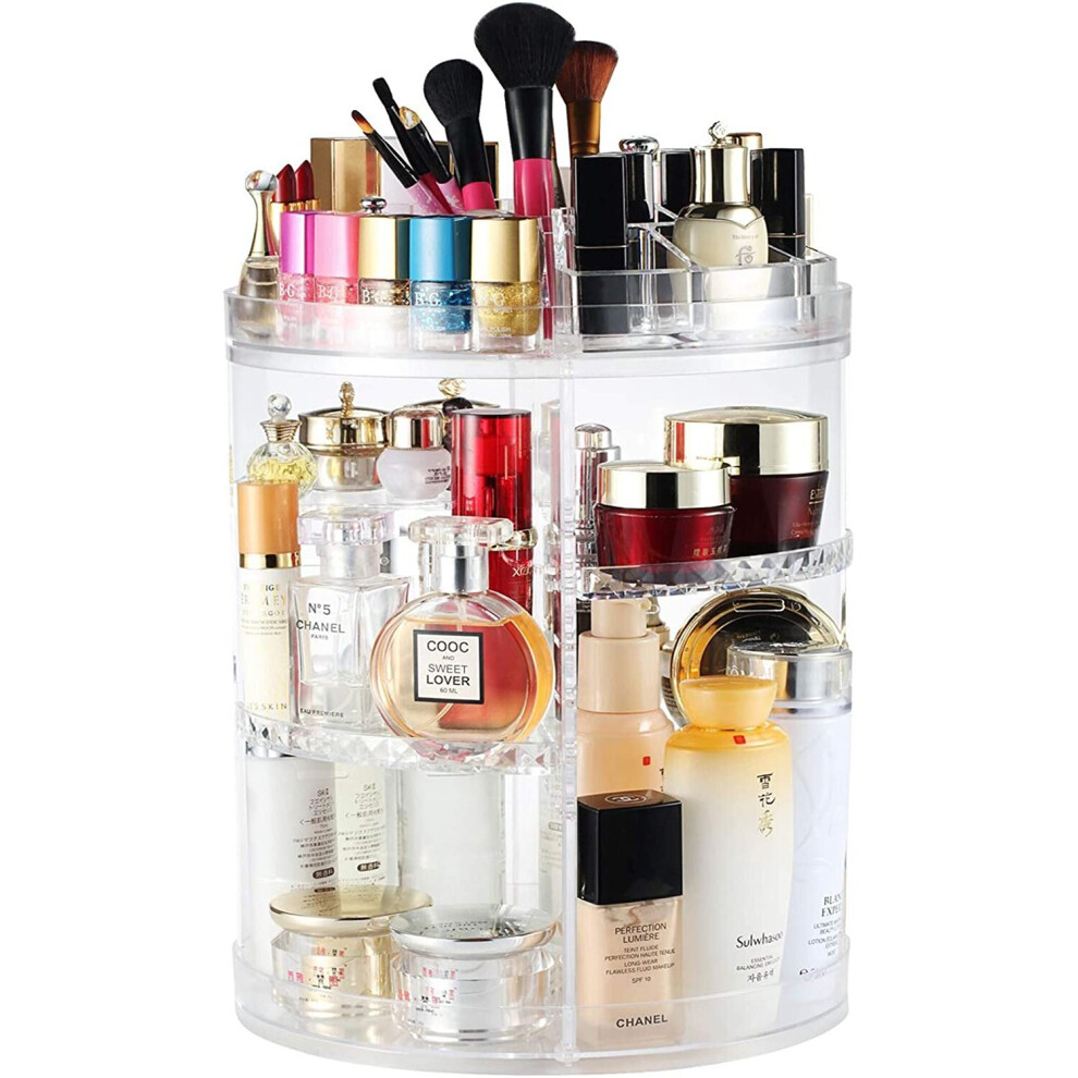 Rotating Makeup Organiser, Rotating 360 Degree Crystal Adjustable Jewelry Cosmetic Perfumes Display Stand Box