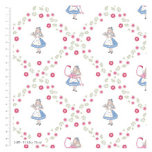 Fat Quarter Alice In Wonderland On Floral Flamingo 100% Cotton Quilting Fabric