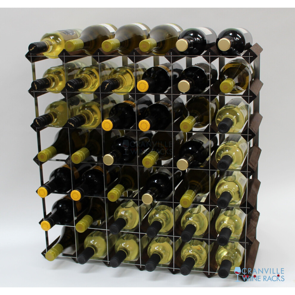 Classic 42 bottle dark oak stained wood and galvanised metal wine rack self assembly