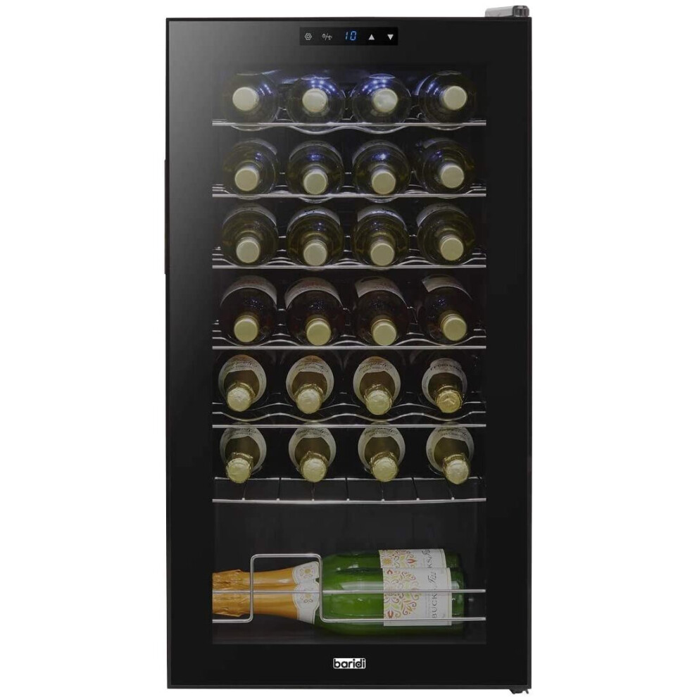 Baridi 28 Bottle Wine Cooler, Fridge, Touch Screen Controls, LED, Energy Class B - Black