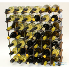 Classic 42 bottle walnut stained wood and galvanised metal wine rack ready assembled