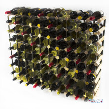 Classic 90 bottle pine wood and black metal wine rack ready assembled