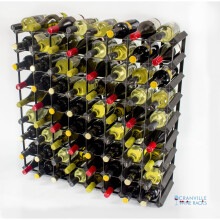 Classic 72 bottle black stained wood and black metal wine rack ready assembled