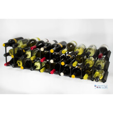 Classic 20 /30 bottle cupboard top black stained wood and black metal wine rack ready assembled