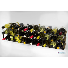 Classic 20 /30 bottle cupboard top dark oak stained wood and black metal wine rack ready assembled