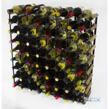 Classic 72 bottle walnut stained wood and black metal wine rack ready assembled