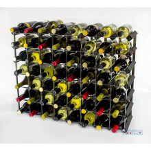 Classic 56 bottle black stained wood and galvanised metal wine rack ready assembled