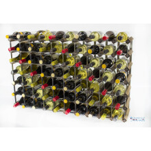 Classic 70 bottle walnut stained wood and galvanised metal wine rack ready assembled