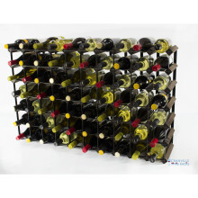 Classic 70 bottle dark oak stained wood and black metal wine rack ready assembled