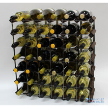 Classic 42 bottle dark oak stained wood and galvanised metal wine rack ready assembled