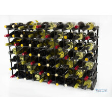 Classic 70 bottle black stained wood and black metal wine rack ready assembled