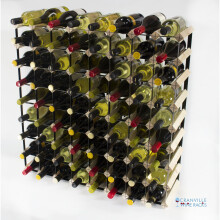 Classic 72 bottle pine wood and black metal wine rack ready assembled