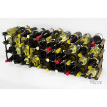 Classic 30/40 bottle cupboard top walnut stained wood and black metal wine rack ready assembled