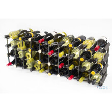 Classic 30/40 bottle cupboard top black stained wood and black metal wine rack ready assembled