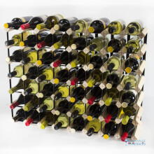 Classic 56 bottle pine wood and black metal wine rack ready assembled