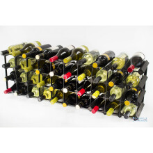 Classic 30/40 bottle cupboard top black stained wood and galvanised metal wine rack ready assembled