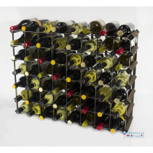 Classic 56 bottle dark oak stained wood and black metal wine rack ready assembled