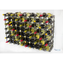 Classic 70 bottle black stained wood and galvanised metal wine rack ready assembled