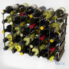 Classic 30 (6x4) bottle dark oak stained wood and galvanised metal wine rack ready assembled