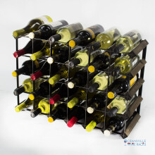Classic 30 (6x4) bottle dark oak stained wood and black metal wine rack ready assembled