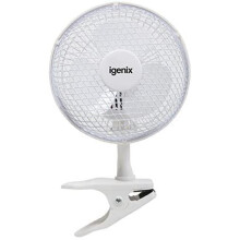 Igenix DF0006 Clip on Desk Fan, 6 Inch, 2 Speed, Quiet Operation, Ideal for Home and Office Use, Portable Clip Fan, White