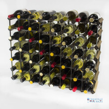 Classic 56 bottle walnut stained wood and black metal wine rack ready assembled