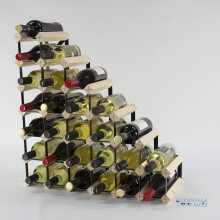 Classic understairs pine wood and black metal wine rack ready assembled