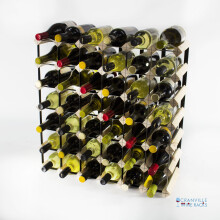 Classic 42 bottle pine wood and black metal wine rack ready assembled