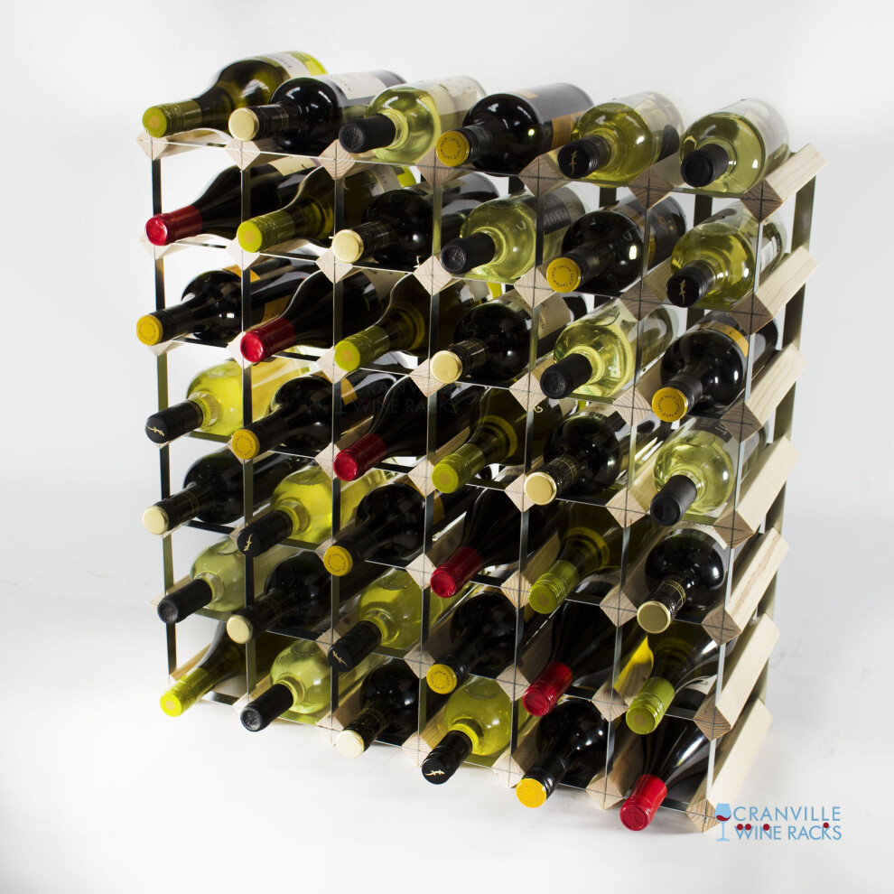 Cranville Wine Racks Classic 42 Bottle Pine Wood And Galvanised Metal Wine Rack Self Assembly