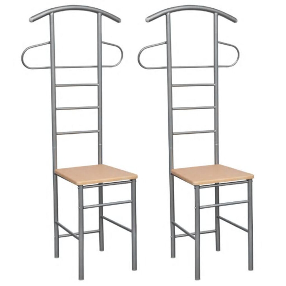Vidaxl 2X Gentleman's Valet Chair Clothes Stand Bedroom Coat Hanger Rack Seat