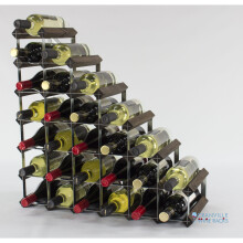 Classic understairs dark oak stained wood and galvanised metal wine rack ready assembled