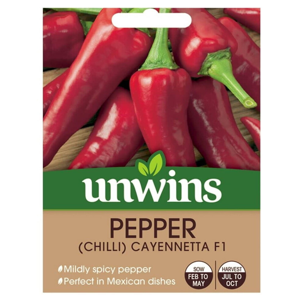 Unwins Grow Your Own Cayennetta F1 Chilli Pepper Vegetable Seeds